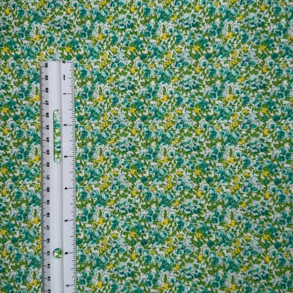 Green, Blue & Yellow Small Floral Cotton Fabric - Over 3/4 Yard - Blender - Picture 3 of 7